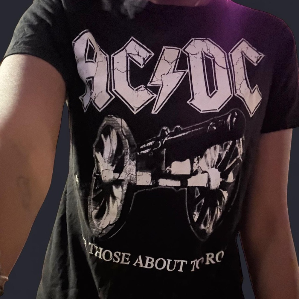 AC/DC Black and White Cannon Graphic Tee